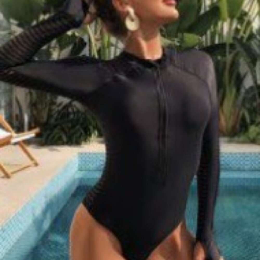One piece mesh bathing suit